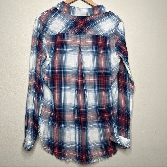 Bella Dahl Women Button‎ Down Shirt Small Lightweight Plaid Frayed him July 4 - Picture 10 of 11